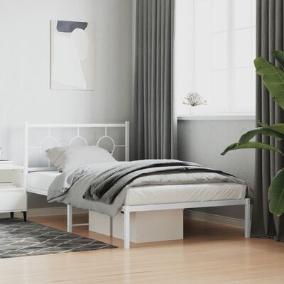 vidaXL Cadre de lit métal sans matelas et pied de lit blanc 107x203 cm