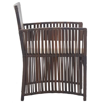 vidaXL Fauteuils de jardin et coussins lot de 2 Marron Résine tressée