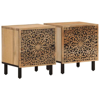 vidaXL Tables de chevet 2 pcs 40x33x46 cm Bois de manguier solide