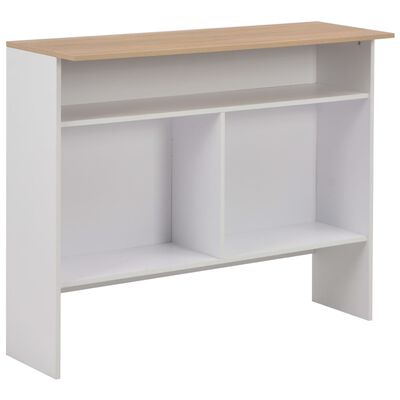 vidaXL Table de bar avec 2 dessus de table Blanc et chêne 130x40x120cm