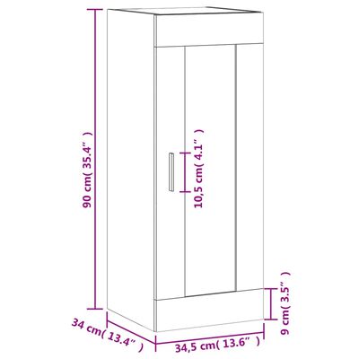 vidaXL Armoire murale sonoma gris 34,5x34x90 cm bois d'ingénierie