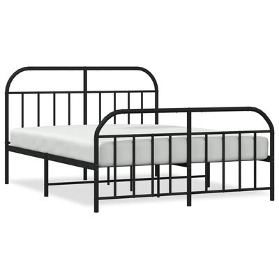 vidaXL Cadre de lit métal sans matelas avec pied de lit noir 160x200cm