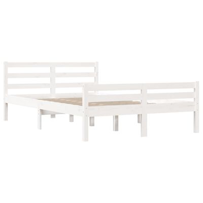 vidaXL Cadre de lit Blanc Bois massif 140x190 cm