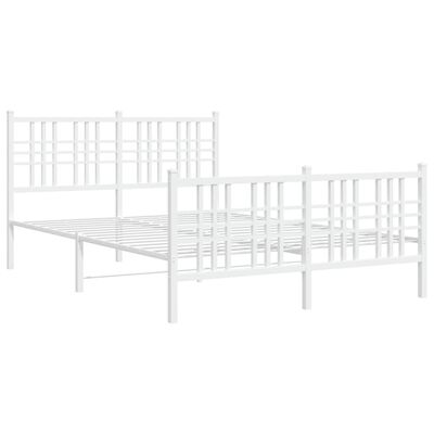 vidaXL Cadre de lit métal sans matelas et pied de lit blanc 120x200 cm