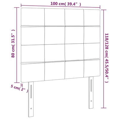 vidaXL Tête de lit à LED Crème 100x5x118/128 cm Tissu