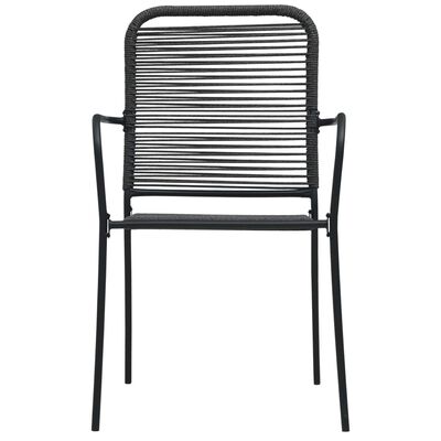 vidaXL Chaises de jardin lot de 4 Corde en coton et acier Noir