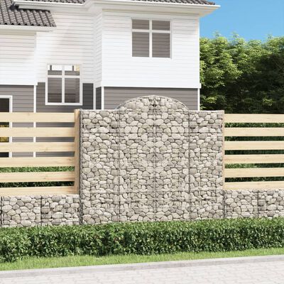 vidaXL Paniers à gabions arqués 2 pcs 200x50x180/200 cm Fer galvanisé