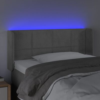 vidaXL Tête de lit à LED Gris clair 103x16x78/88 cm Velours