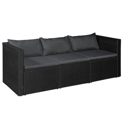 vidaXL Salon de jardin 3 pcs Résine tressée Noir et gris