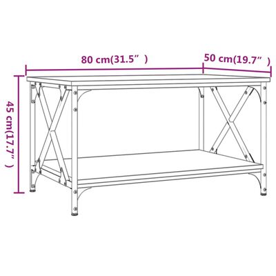 vidaXL Table basse Noir 80x50x45 cm Bois d'ingénierie et fer