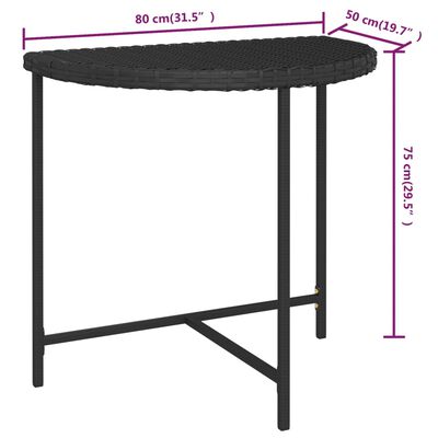 vidaXL Table de jardin Noir 80x50x75 cm Résine tressée