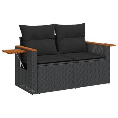 vidaXL Salon de jardin 6 pcs avec coussins noir résine tressée