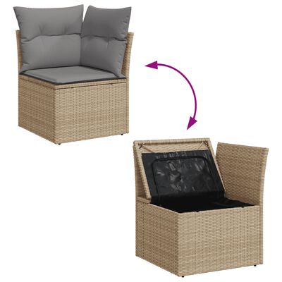 vidaXL Salon de jardin avec coussins 13 pcs beige résine tressée