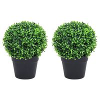 vidaXL Plantes de buis artificiel 2 pcs avec pots Boule Vert 27 cm