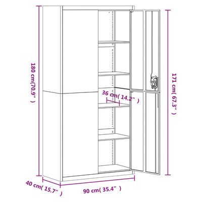 vidaXL Classeur noir 90x40x180 cm acier