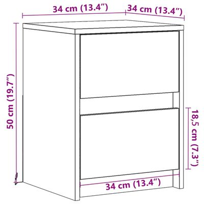 vidaXL Armoire de chevet et lumières LED gris béton bois d'ingénierie