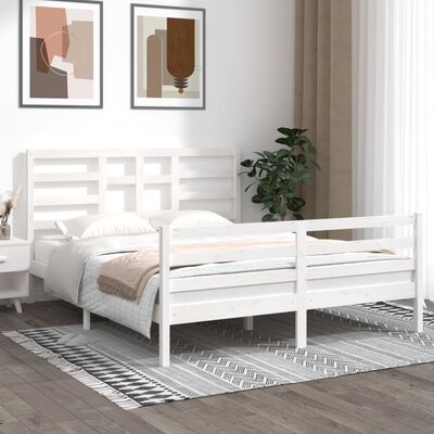 vidaXL Cadre de lit Blanc Bois massif 160x200 cm