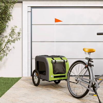 vidaXL Remorque de vélo pour animaux de compagnie vert et gris