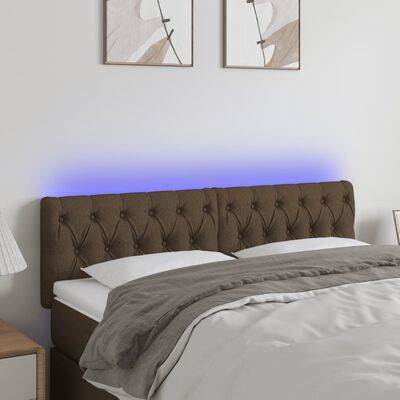 vidaXL Tête de lit à LED Marron foncé 144x7x78/88 cm Tissu