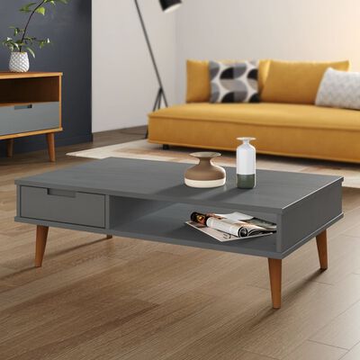 vidaXL Table basse MOLDE Gris 100x55x31 cm Bois de pin massif