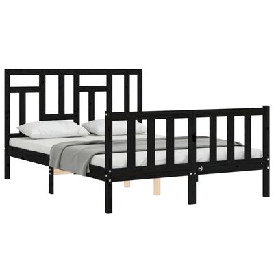 vidaXL Cadre de lit sans matelas noir bois de pin massif