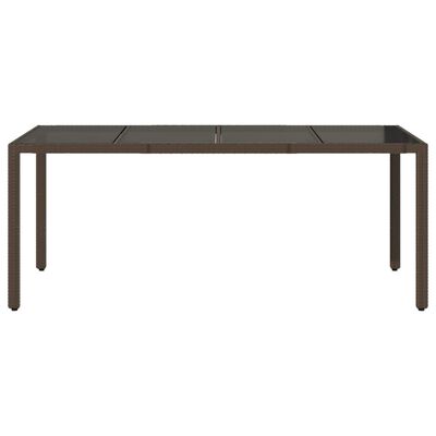 vidaXL Table de jardin avec dessus en verre marron résine tressée