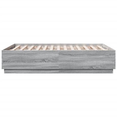 vidaXL Cadre de lit sonoma gris 135x190 cm bois d'ingénierie