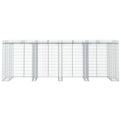 vidaXL Mur de gabion pour poubelle 350x91x120 cm fer galvanisé