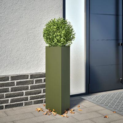 vidaXL Jardinière vert olive triangulaire 30x26x75 cm acier