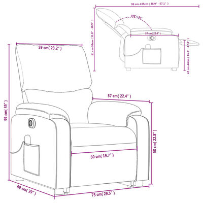 vidaXL Fauteuil inclinable de massage électrique Rouge bordeaux Tissu