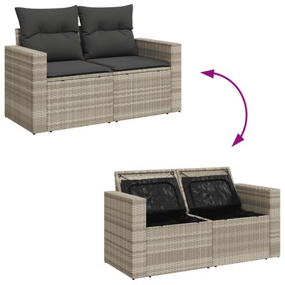 vidaXL Salon de jardin 8 pcs avec coussins gris clair résine tressée