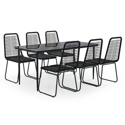 vidaXL Ensemble à manger de jardin 7 pcs Noir