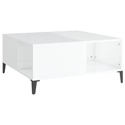 vidaXL Table basse blanc brillant 80x80x36,5 cm bois d'ingénierie