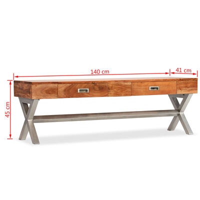 vidaXL Meuble TV avec tiroirs bois d’acacia massif 140 cm