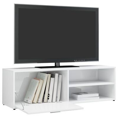 vidaXL Meuble TV Blanc brillant 120x34x37 cm Bois d’ingénierie