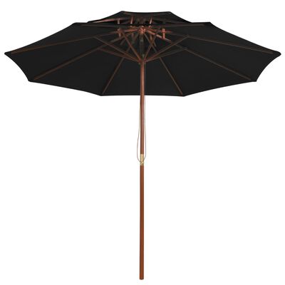 vidaXL Parasol à deux étages avec mât en bois noir 270 cm