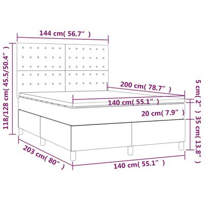 vidaXL Sommier à lattes de lit avec matelas Noir 140x200 cm Similicuir