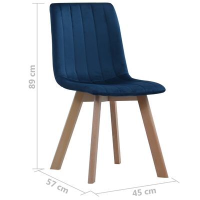 vidaXL Chaises à manger lot de 2 bleu velours