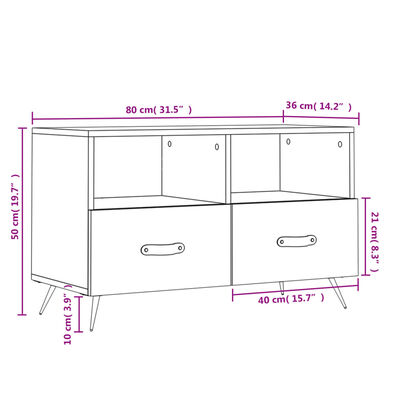 vidaXL Meuble TV Blanc 80x36x50 cm Bois d'ingénierie