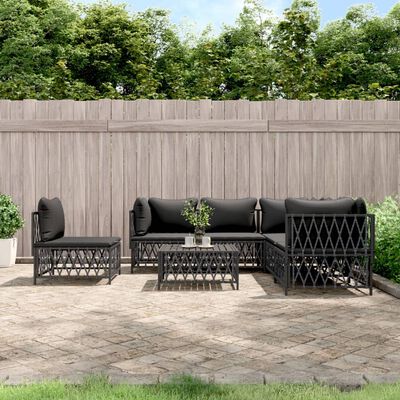 vidaXL Salon de jardin avec coussins 6 pcs anthracite acier