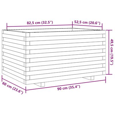 vidaXL Jardinière blanc 90x60x49,5 cm bois de pin massif