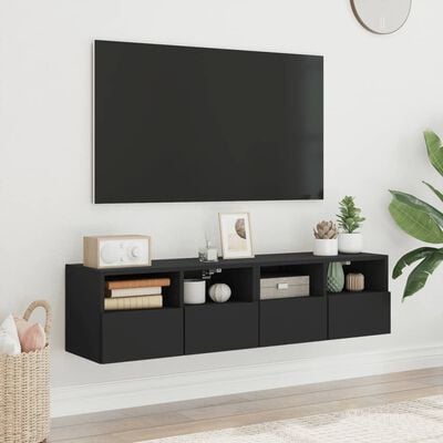vidaXL Meubles TV muraux 2 pcs noir 60x30x30 cm bois d'ingénierie