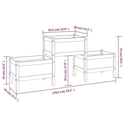 vidaXL Jardinière Blanc 178,5x44x75 cm Bois massif de pin