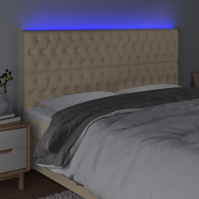 vidaXL Tête de lit à LED Crème 180x7x118/128 cm Tissu