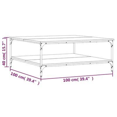 vidaXL Table basse chêne fumé 100x100x40 cm bois d'ingénierie