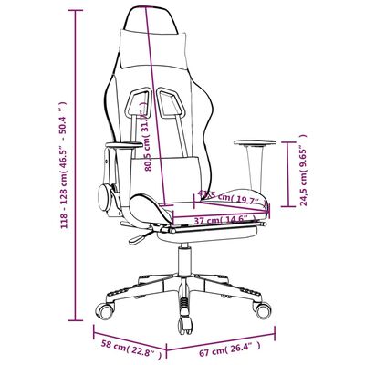 vidaXL Chaise de jeu avec repose-pied Blanc et rose Similicuir