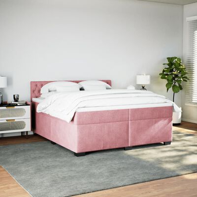 vidaXL Sommier à lattes de lit avec matelas Rose 200x200 cm Velours