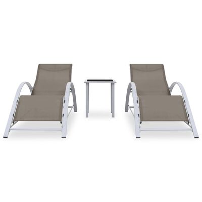 vidaXL Chaises longues lot de 2 avec table Aluminium Taupe