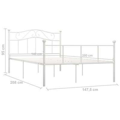 vidaXL Cadre de lit sans matelas blanc métal 140x200 cm