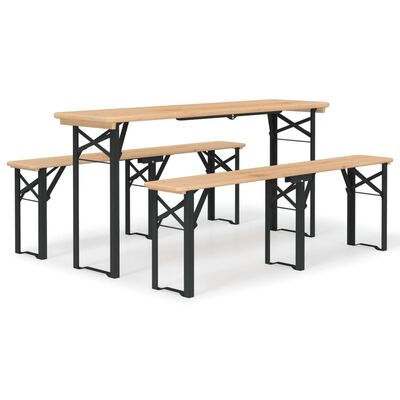 vidaXL Ensemble de tables à bière pliantes 3 pcs bois massif de sapin